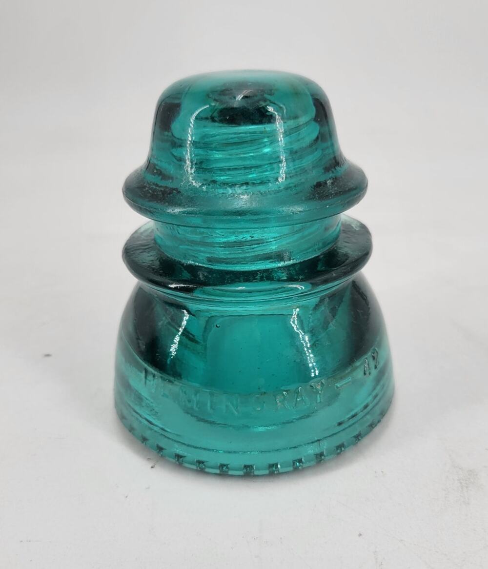 CD 154 Hemingray 42 Hemi Aqua Antique Glass Telegraph Insulator ROUND